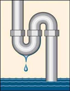 Illustration of a leaking pipe with water dripping, symbolizing water leak detection relevant to plumbing services.